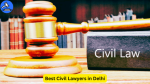 Wooden gavel and legal book labeled 'Civil Law' in a law library setting, representing the Best Civil Lawyers in Delhi.